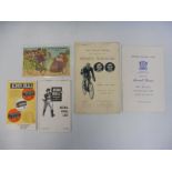 A small selection of mostly cycling related ephemera including a Medway Wheelers Annual Dinner