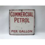 A rare Commercial Petrol enamel sign by Chromo, 18 x 18".