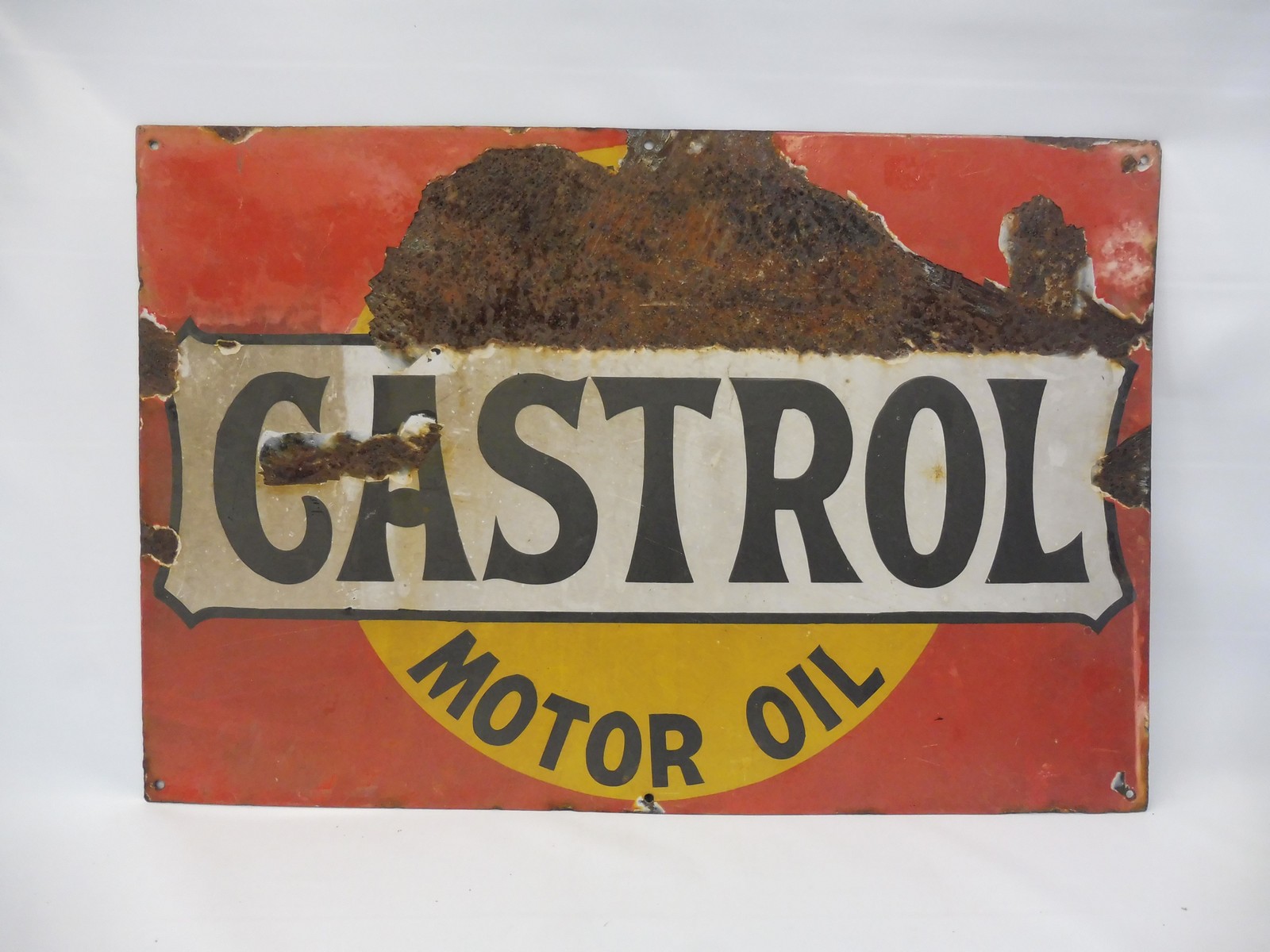 A Castrol Motor Oil rectangular enamel sign, 29 1/2 x 19 3/4".