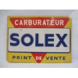 A pair of French Solex carburettors plastic rectangular signs, mounted back to back, 33 x 24".