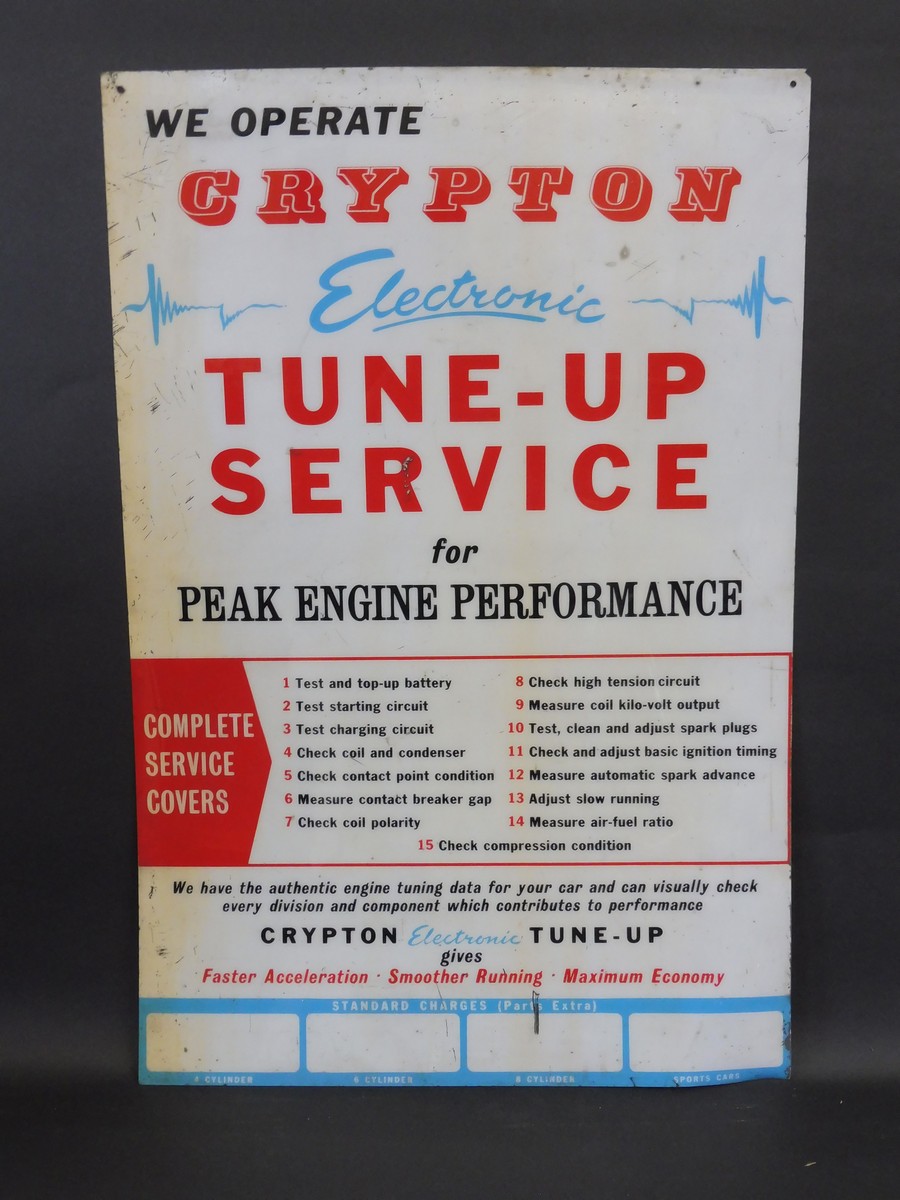 A Crypton Electronic Tune-Up Service rectangular plastic advertising sign, 24 x 36".