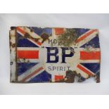 A BP Motor Spirit 'Union Jack' double sided enamel sign with flattened hanging flange, by