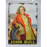 A contemporary and decorative oil on canvas illustrating John Bull tyres, 27 1/2 x 39 1/4".