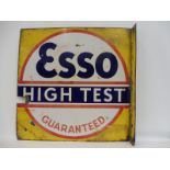 An Esso High-Test Guaranteed double sided enamel sign with hanging flange, 22 x 22".