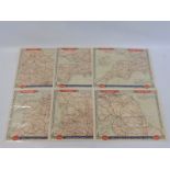 Six Triumph road maps by G.W. Bacon, issued by the Triumph Cycle Co.