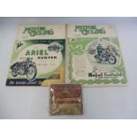 Two copies of 'Motor Cycling' from 1953 plus a Mile Master Motor Cycle matched piston ring set for a