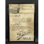 An early Filtrate Oils pictorial advertisement titled 'Railway Centenary' 1825 - 1925, 20 x 29 1/4".