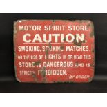 A Motor Spirit Store 'Caution' rectangular enamel sign, 24 x 19".