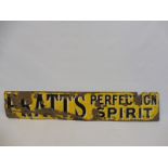 A Pratt's Perfection Spirit rectangular enamel sign, 42 x 8".