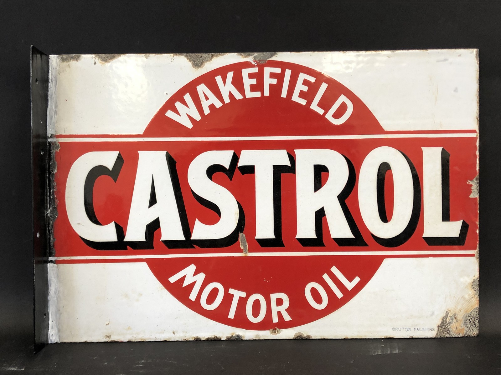 A good Wakefield Castrol Motor Oil rectangular double sided enamel sign with re-attached hanging