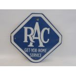 A small RAC 'Get-You-Home Service' lozenge shaped enamel sign in excellent condition, 10 1/2 x 10