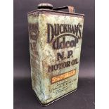 A Duckham's Adcol N.P. Motor Oil gallon can in good, original condition.
