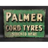 A rare and early Palmer Cord Tyres rectangular tin advertising sign by Hancock & Corfield, unusually