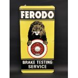 A Ferodo Brake Testing Service pictorial tin advertising sign depicting a lion to the centre, good