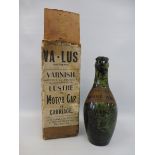 An early bottle of Va-Lus varnish lustre for Motor Car or Carriage, in original box.
