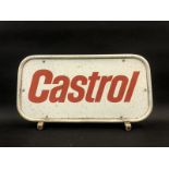 A Castrol double sided oil cabinet pediment sign, 25 x 13 3/4".