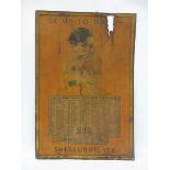 A rare Shellubricate pictorial tin advertising chart sign, depicting a glamorous 1920s lady, 17 x 24