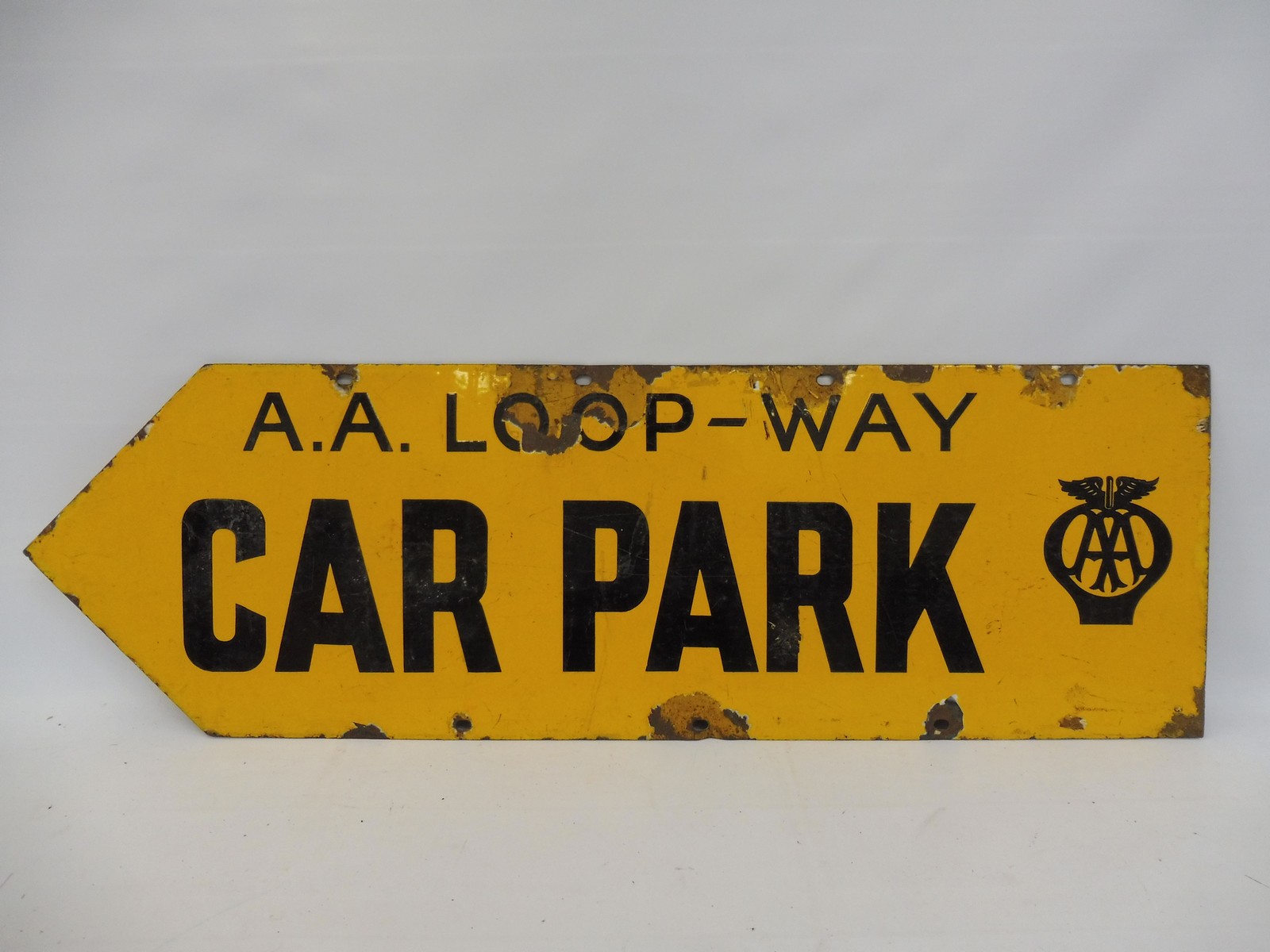 A rare AA Loop Way Car Park double sided directional enamel sign, 38 x 12". - Image 2 of 2