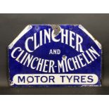 An early Clincher-Michelin Motor Tyres double sided enamel sign by Protector Enamel, Eccles, in good