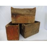 Three wooden packing crates, including Shell.