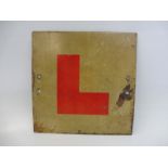 An early 'L' plate tin sign for 'Long Vehicle', 7 x 7".