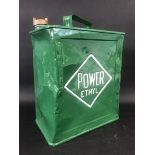 A Power Ethyl two gallon petrol can by Valor, dated September 1939, plain cap, repainted.