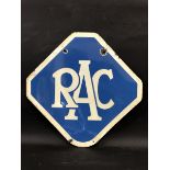 An RAC lozenge shaped double sided enamel sign by Bruton of Palmers Green, 22 1/2 x 22".