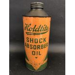 An unusual Holdtite Shock Absorber Oil cylindrical quart can in good overall condition.