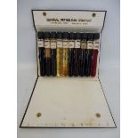 A Central Petroleum Company salesman's sample set with ten complete and labelled viles, in