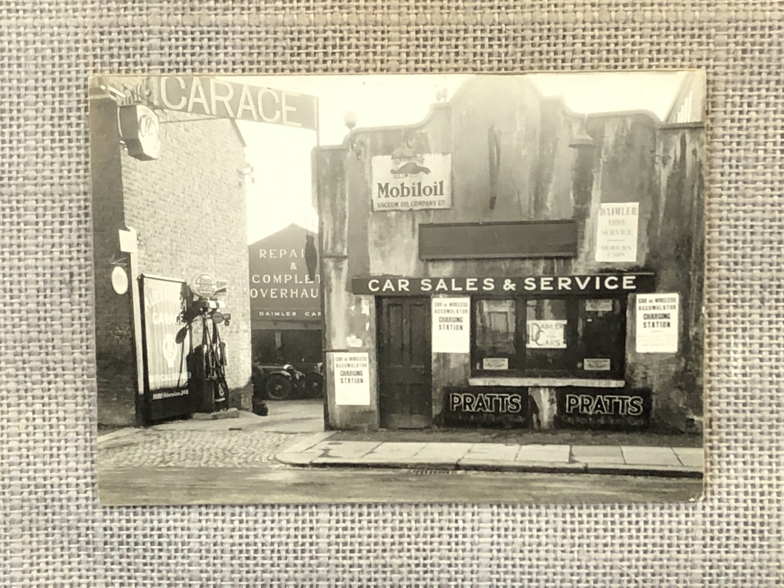 A framed and glazed group of five early original black and white photographs relating to a Daimler - Image 2 of 5