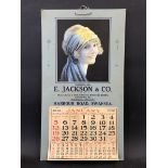 An early calendar showcard for 1930 produced for E. Jackson & Co., Motor Oils of Swansea, complete