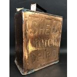 An unusual Shell Motor Spirit 'coppered' two gallon petrol can, stamped to the side of the handle