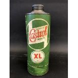 A Wakefield Castrol Motor Oil XL Grade cylindrical cardboard quart can.