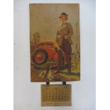A John Bull Rubber Company Limited, Leicester pictorial calendar showcard depicting a standing
