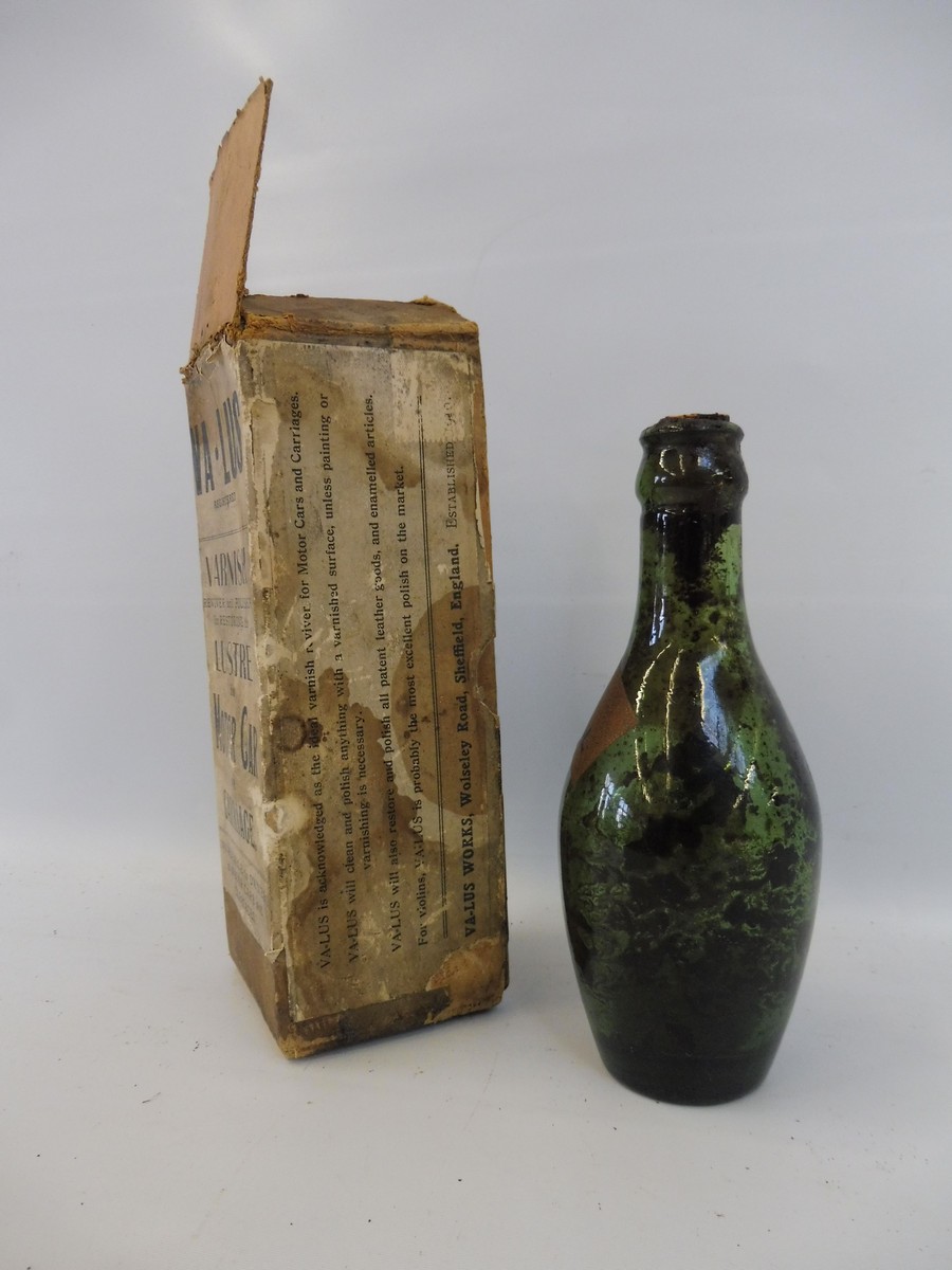 An early bottle of Va-Lus varnish lustre for Motor Car or Carriage, in original box. - Image 2 of 2