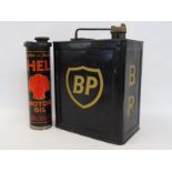 A BP Duo can dated 1932, with excellent Shell oil insert.