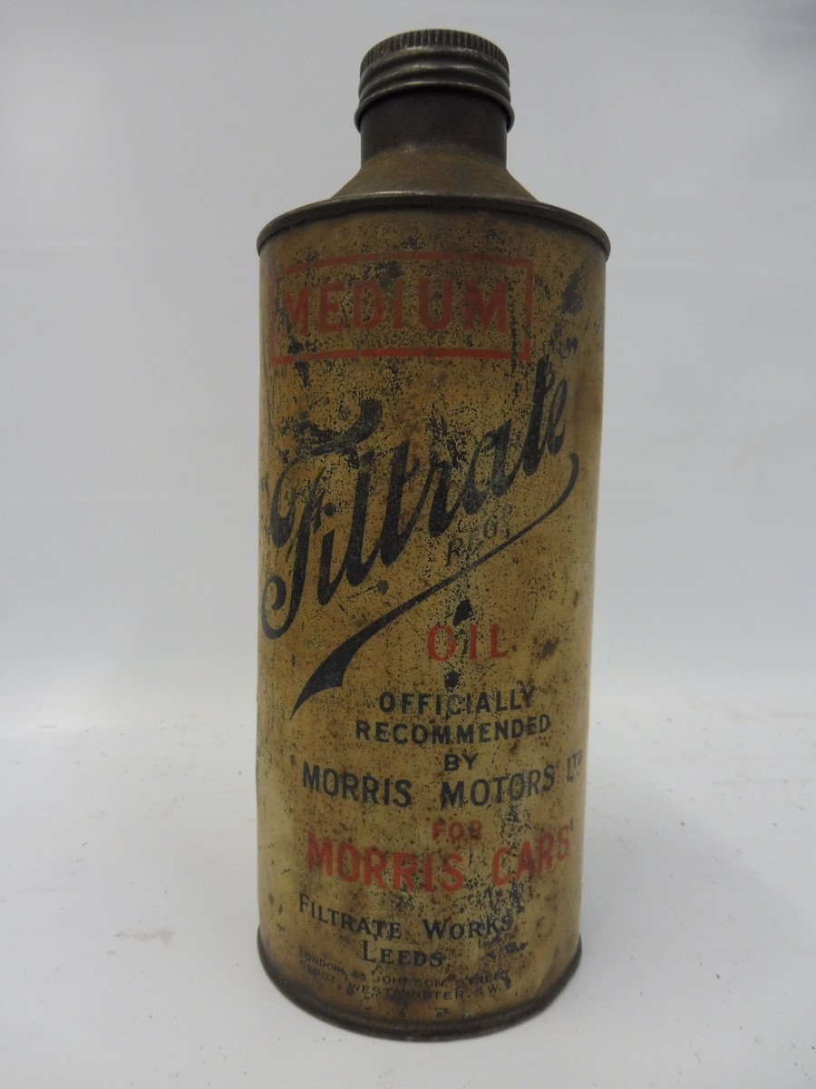 A Filtrate Medium Oil for 'Morris Cars' cylindrical quart oil can.