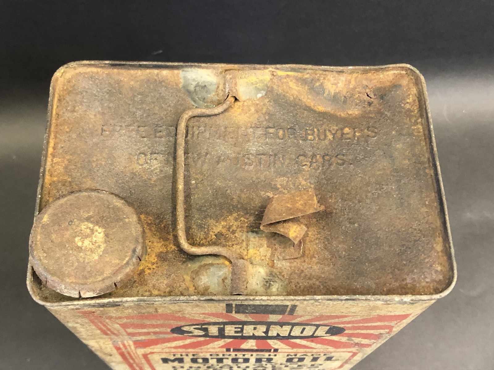 A rare Sternol Motor Oil gallon can - given free to buyers of 'New Austin Cars'. - Image 5 of 6