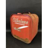 A Silkolene Lubricants five gallon can with an image of Concorde to each side.