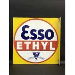 An Esso Ethyl double sided enamel sign with hanging flange, in excellent condition, 22 x 22".