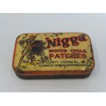 A rare small version 'Nigga' by Chemico Motor Cycle Patches tin, rarely still retaining the