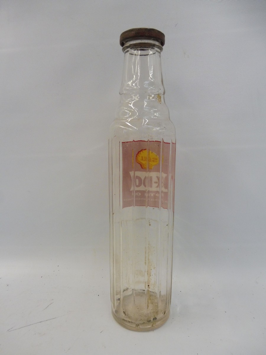 A Shell X-100 glass oil bottle. - Image 2 of 3