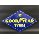 A Goodyear Tyres lozenge shaped double sided enamel sign by Imperial, in excellent condition, 31 x