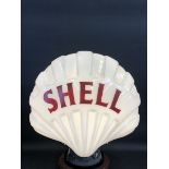 A good 'Fat' Shell glass petrol pump globe by Hailware fully stamped underneath 'Property of Shell