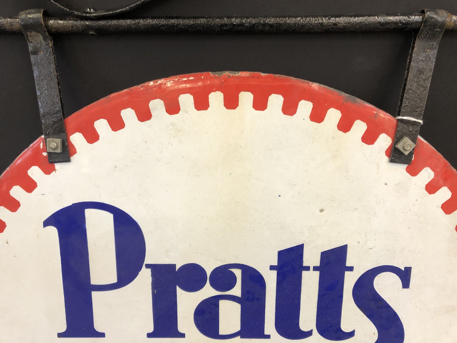 A Pratts Motor Oil circular double sided enamel sign in excellent condition, by Bruton of Palmers - Image 5 of 5