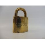 A Conoco also known as Phillips66 gas and petroleum brass padlock.