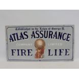 An Atlas Assurance Fire Life enamel sign by Willing & Co. Ltd London, superb condition 15 x 8".