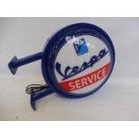 A contemporary plastic Vespa Service illuminated lightbox, 14 3/4" wide x 11 3/4" high x 6 1/2"