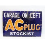 An AC Plug stockist 'Garage on Left' rectangular enamel sign, 30 x 20".