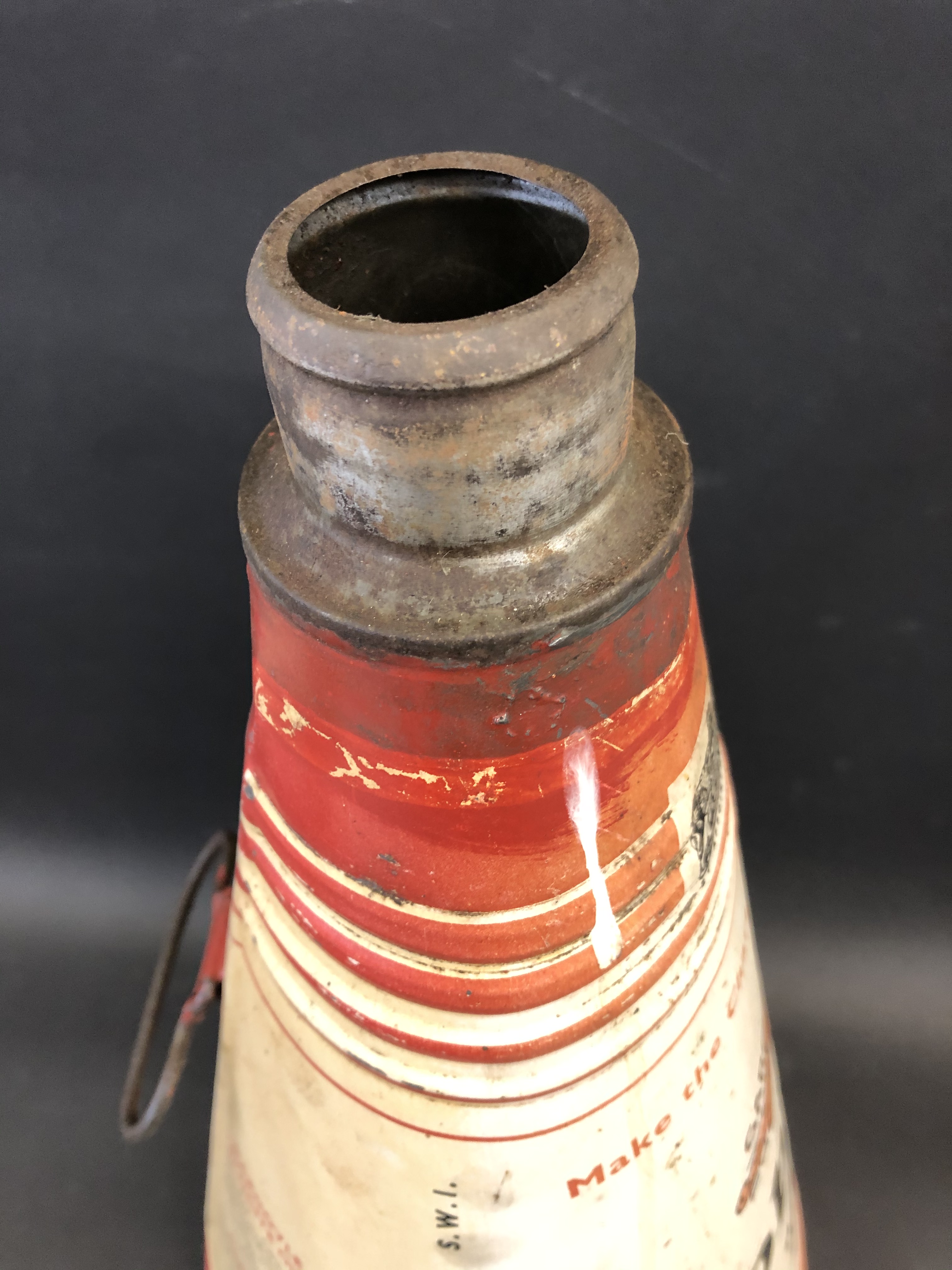 A Mobiloil 'A' grade conical oil can, missing cap, 21" tall. - Image 5 of 6